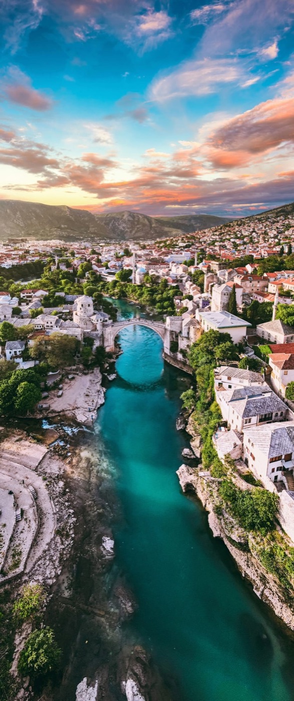Historic Stari Most bridge over the Neretva in Mostar, Bosnia and Herzegovina