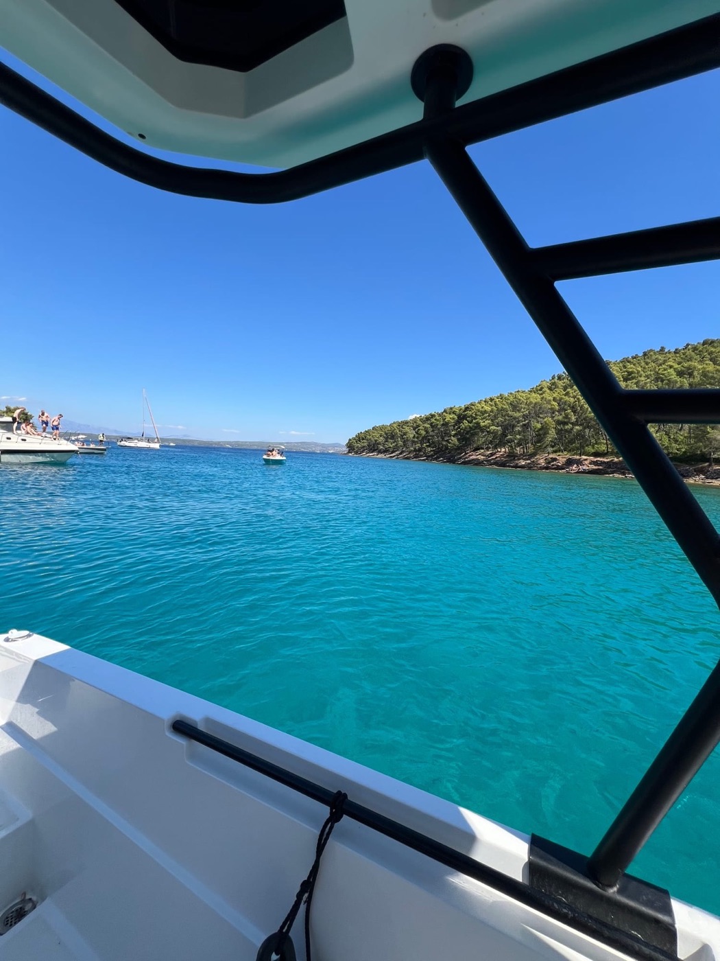 Clear Adriatic water seen from the boat deck, Croatia