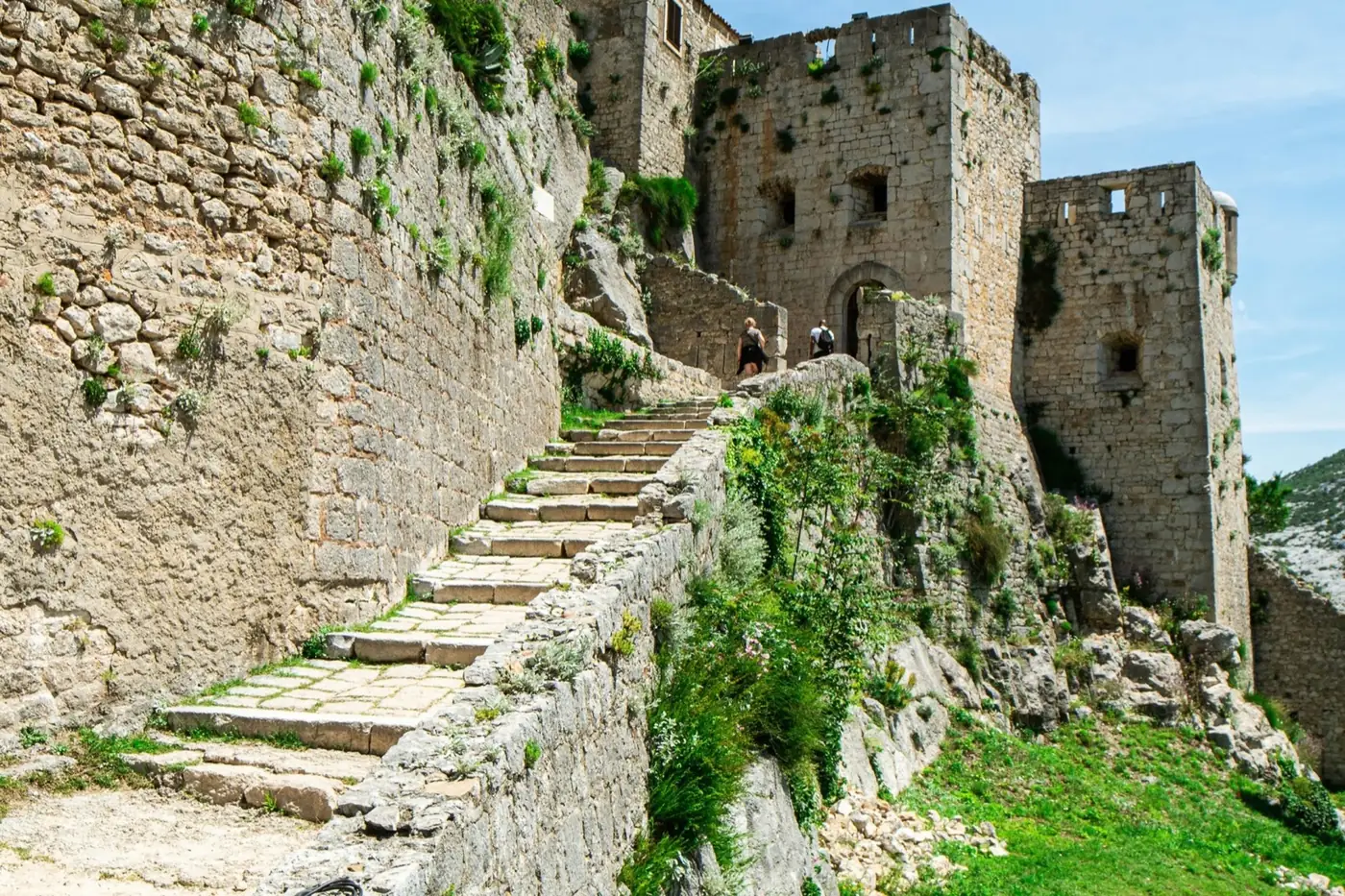 Klis Fortress on a rocky hill above Split with panoramic views over Dalmatia and the Adriatic, Croatia
